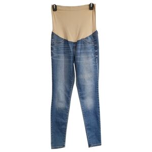 a:glow Maternity Pants Womens Sz 6 Long Full Belly Jeggings Light Wash